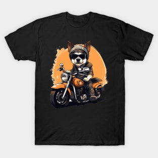 Breeze & Chrome: Easy Rider Vibes Biker Cool Dog T-Shirt